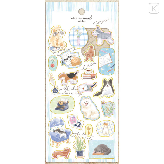 Japan Mind Wave Illustration Sticker Sheet - Dog with Animals Gold Foil - 1