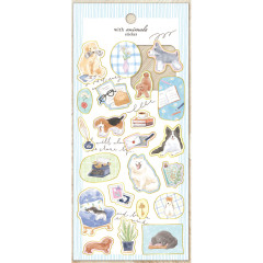 Japan Mind Wave Illustration Sticker Sheet - Dog with Animals Gold Foil