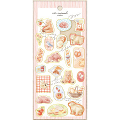 Japan Mind Wave Illustration Sticker Sheet - Bear with Animals Gold Foil