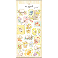 Japan Mind Wave Illustration Sticker Sheet - White Bird Shimaenaga with Animals Gold Foil
