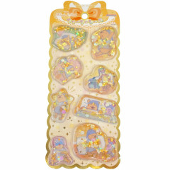 Japan Disney Water Puffy Sticker - Winnie the Pooh : Good Night Glitter