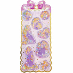 Japan Disney Water Puffy Sticker - Rapunzel : Glitter