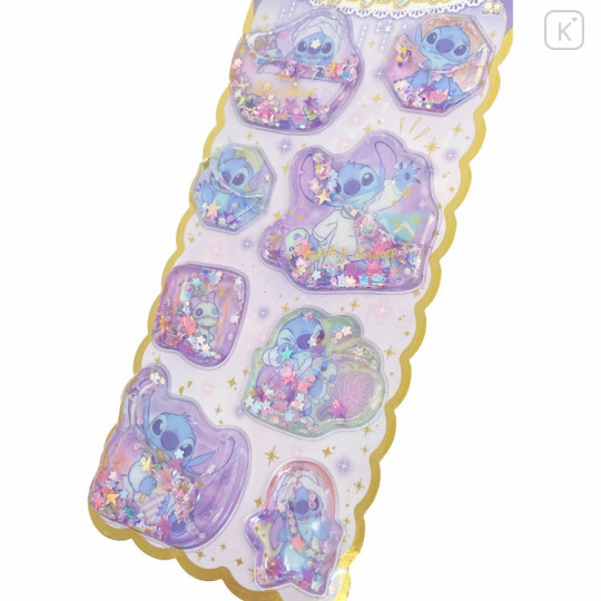 Japan Disney Water Puffy Sticker - Stitch : Good Night Glitter - 2