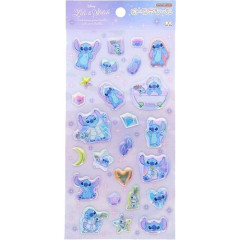 Japan Disney Aurora Puffy Sticker - Stitch : Dreamy Good Night