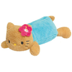 Japan Sanrio Fluffy Plush Pen Case - Hello Kitty : Tan Swimsuit Party Laying Down
