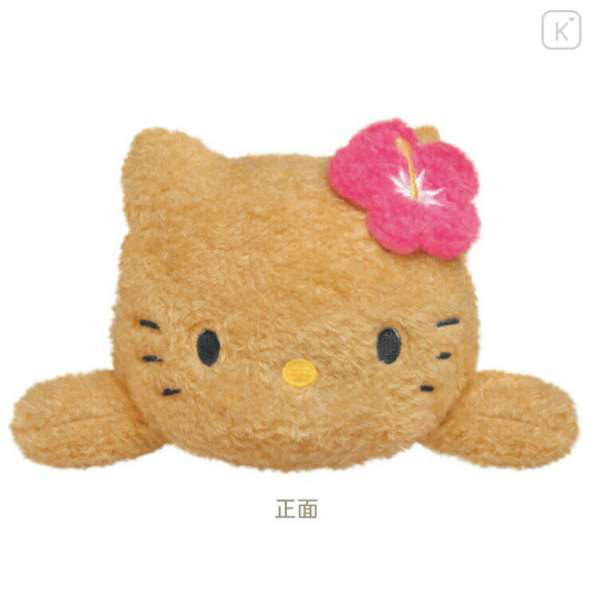 Japan Sanrio Fluffy Plush Pen Case - Hello Kitty : Tan Swimsuit Party Laying Down - 2