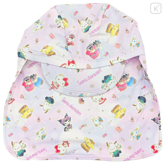 Japan Sanrio Kids Sun Hat With Neck Flap - Characters Light Pink - 1