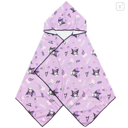 Japan Sanrio Cool Wrap Towel with Hood - Kuromi : Light Purple - 1