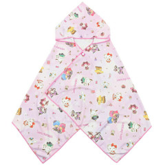 Japan Sanrio Cool Wrap Towel with Hood - Characters Light Pink