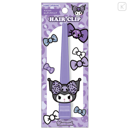 Japan Sanrio Long Hair Clip - Kuromi : Gal Art Big Ribbon Leopard - 1