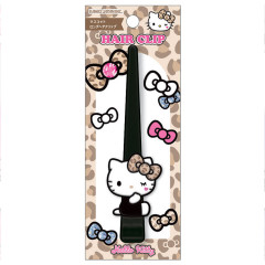 Japan Sanrio Long Hair Clip - Hello Kitty : Gal Art Big Ribbon Leopard