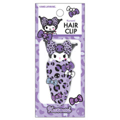 Japan Sanrio Acrylic Hair Clip - Kuromi : Gal Art Big Ribbon Leopard