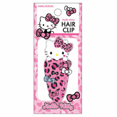 Japan Sanrio Acrylic Hair Clip - Hello Kitty : Gal Art Big Ribbon Leopard