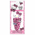 Japan Sanrio Acrylic Hair Clip - Hello Kitty : Gal Art Big Ribbon Leopard - 1