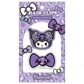Japan Sanrio Acrylic Hair Clip Set - Kuromi : Gal Art Big Ribbon Leopard - 1