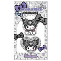Japan Sanrio Acrylic Hair Clip Set - Kuromi : Gal Art Big Ribbon Leopard Grey - 1