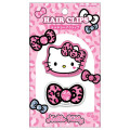 Japan Sanrio Acrylic Hair Clip Set - Hello Kitty : Gal Art Big Ribbon Leopard Pink - 1