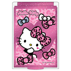 Japan Sanrio Folding Mirror - Hello Kitty : Gal Art Big Ribbon Leopard Pink