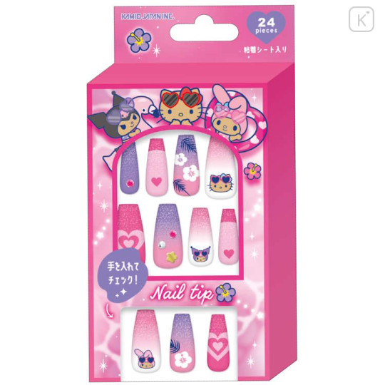 Japan Sanrio Nail Tips - Hello Kitty & Kuromi & My Melody : Tan Swimsuit Party Pink - 1