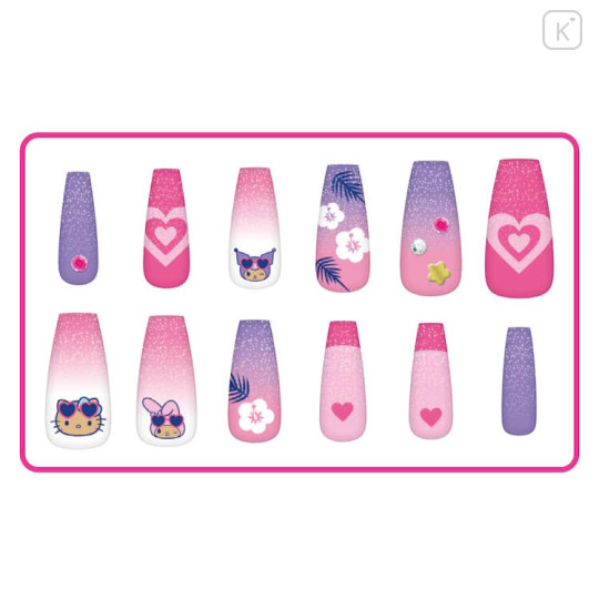 Japan Sanrio Nail Tips - Hello Kitty & Kuromi & My Melody : Tan Swimsuit Party Pink - 2