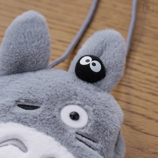 Japan Ghibli Mascot Neck Pouch - My Neighbor Totoro : Grey Fluffy - 2