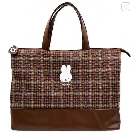 Japan Miffy Quilting Lesson Bag - Miffy : Red Brown Quilted Check - 1