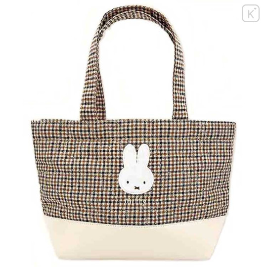 Japan Miffy Mini Tote Bag - Miffy : Ivory Quilted Check - 1