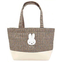 Japan Miffy Mini Tote Bag - Miffy : Ivory Quilted Check