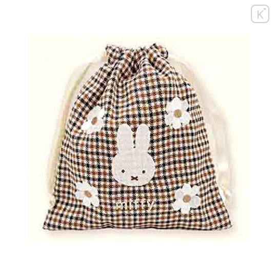 Japan Miffy Drawstring Bag - Miffy : Quilted Check - 2