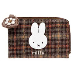 Japan Miffy Fragment Case - Miffy : Red Brown Quilted Check