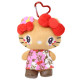 Japan Sanrio Mini Plush Pouch with Carabiner - Hello Kitty : Retro Heisei Kogal Hibiscus
