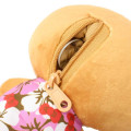Japan Sanrio Mini Plush Pouch with Carabiner - Hello Kitty : Retro Heisei Kogal Hibiscus - 3