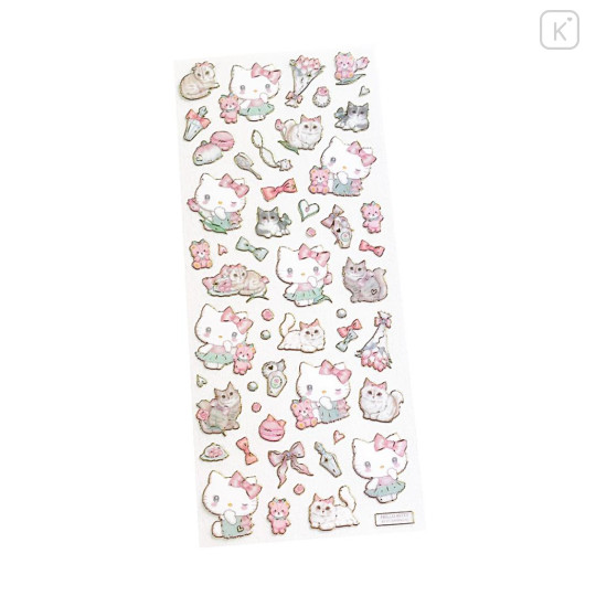 Japan Miki Takei × Sanrio Gold Foil Clear Sticker - Hello Kitty & Tiny Chum : Elegance - 3