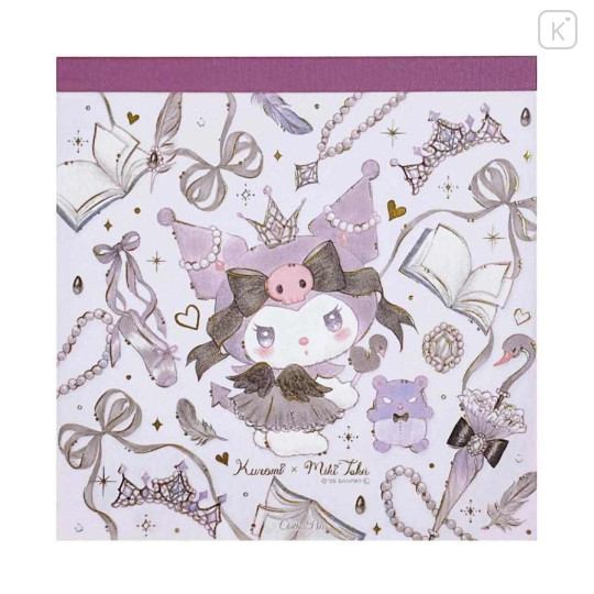 Japan Miki Takei × Sanrio Square Memo Pad - Kuromi : Black Swan - 1