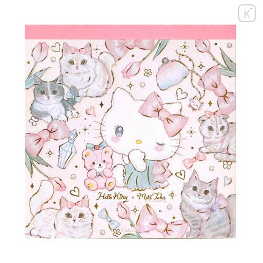 Japan Miki Takei × Sanrio Square Memo Pad - Hello Kitty & Tiny Chum : Elegance - 1