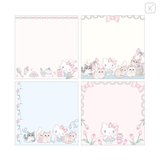Japan Miki Takei × Sanrio Square Memo Pad - Hello Kitty & Tiny Chum : Elegance - 2