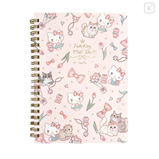 Japan Miki Takei × Sanrio B6 Ring Notebook - Hello Kitty & Tiny Chum : Elegance - 1