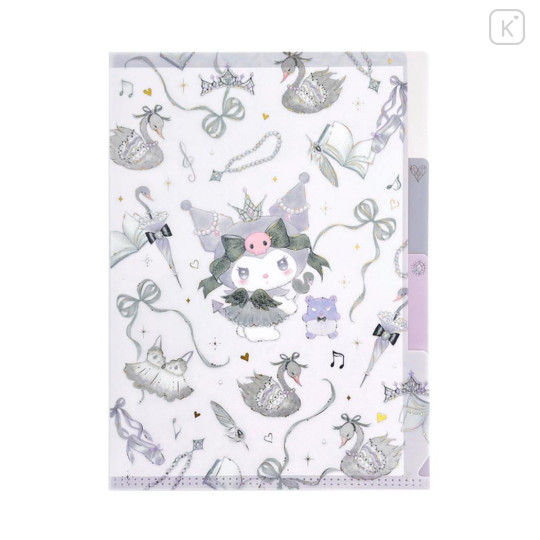Japan Miki Takei × Sanrio 3 Pockets A5 Clear File - Kuromi : Black Swan - 1