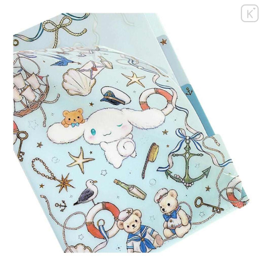 Japan Miki Takei × Sanrio 3 Pockets A5 Clear File - Cinnamoroll : Marine - 3