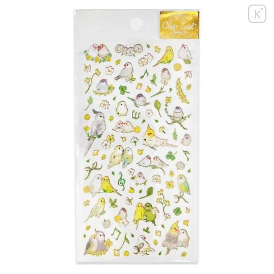 Japan Miki Takei Illustration Sticker Sheet - Natural Parrot Bird Gold Foil - 1