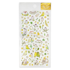 Japan Miki Takei Illustration Sticker Sheet - Natural Parrot Bird Gold Foil