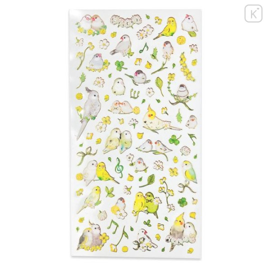 Japan Miki Takei Illustration Sticker Sheet - Natural Parrot Bird Gold Foil - 2