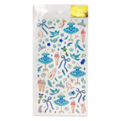 Japan Miki Takei Illustration Sticker Sheet - Princess Dress Blue Bird Gold Foil