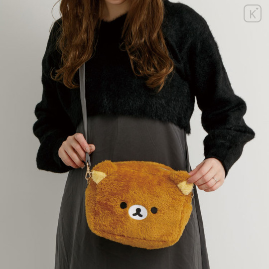 Japan San-X Face-shaped Shoulder Bag - Rilakkuma Stay with Me Fluffy - 3