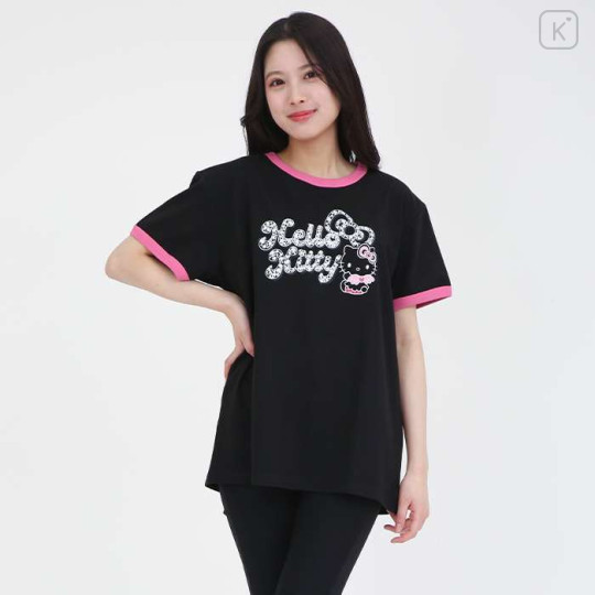 Japan Sanrio Rhinestone Ringer Tee - Hello Kitty - 2