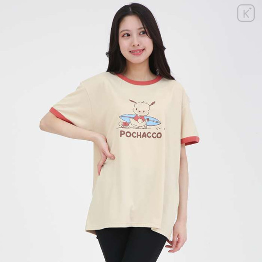 Japan Sanrio Rhinestone Ringer Tee - Pochacco - 1