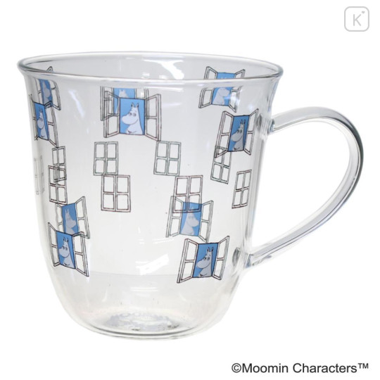 Japan Moomin Glass Mug - Moomintroll : Window Blue - 1