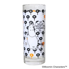 Japan Moomin Glass Tumbler - Moomintroll : Remarkable Tail Flower Black