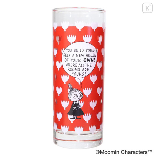Japan Moomin Glass Tumbler - Little My : Build A House Flower Red - 1