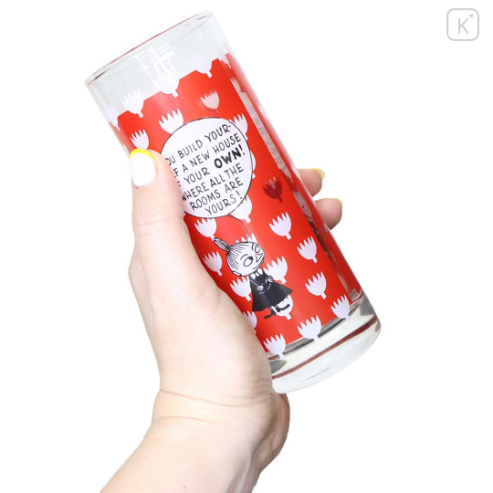 Japan Moomin Glass Tumbler - Little My : Build A House Flower Red - 2